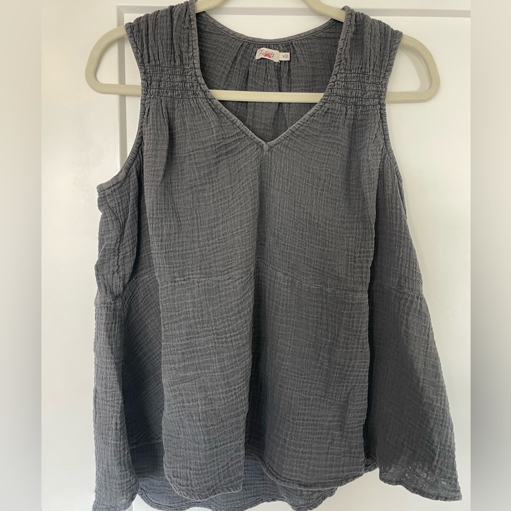 Faherty Charcoal Textured Tank Top